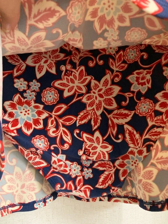 L.L. Bean UPF 50+ Floral Red White Blue Shaping Swim Skirt With Bikini Bottom 12 - Picture 6 of 8